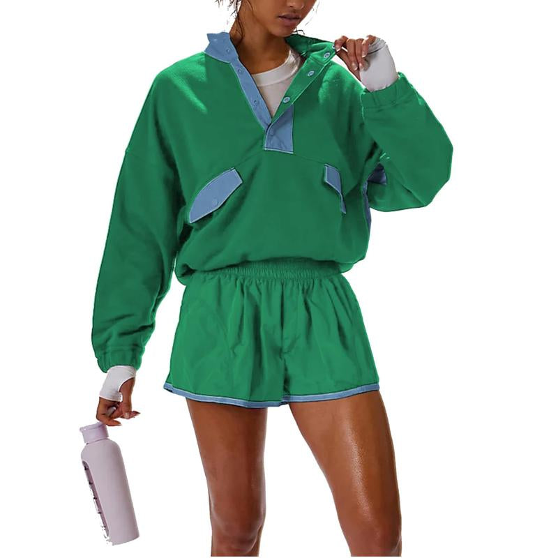Tanming Women'S Two Piece Short Sets Summer Lounge Sweatsuits Long Sleeve Outfits Travel Tracksuit with Pocket Womenswear Clothes