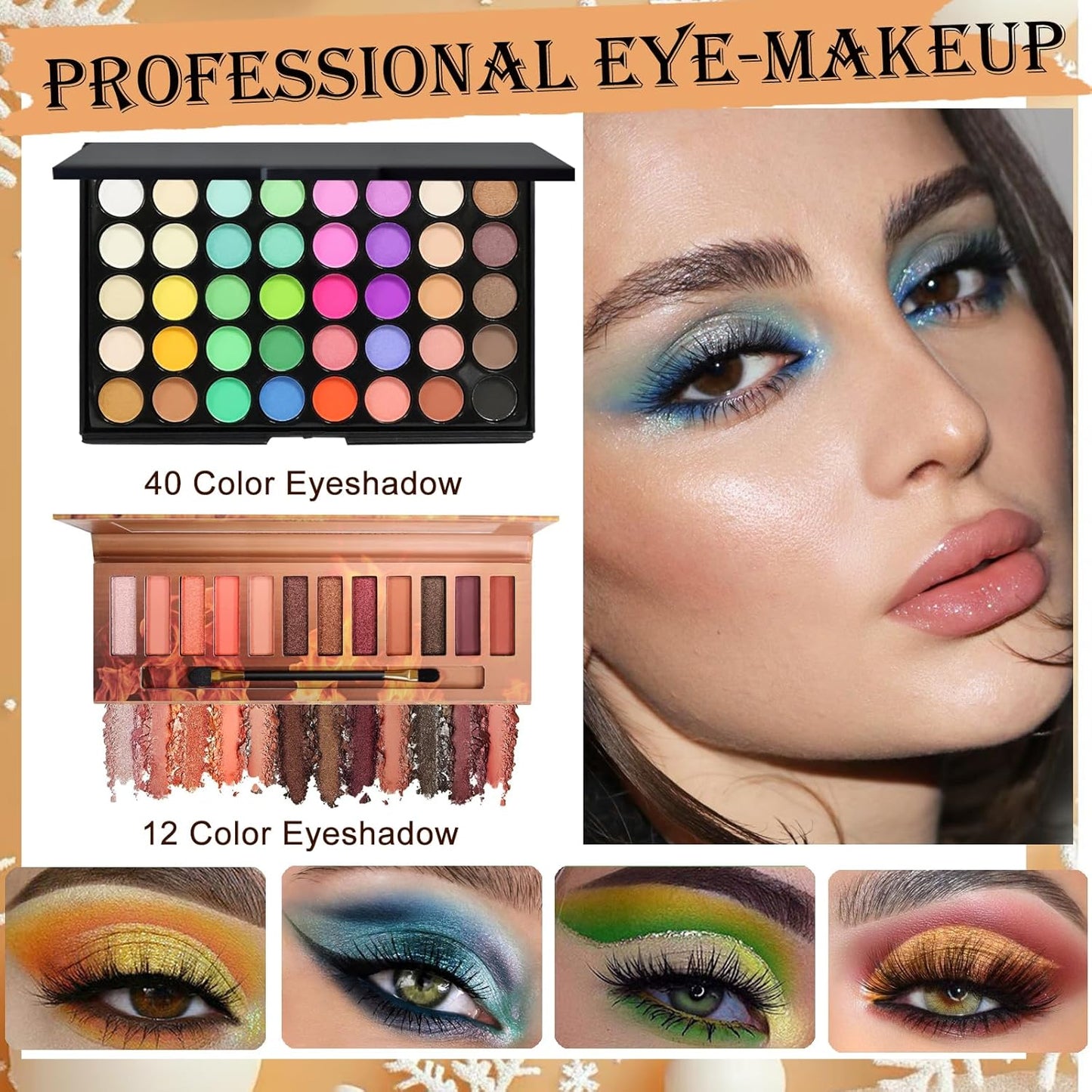 Girls Makeup Kit Full Set: 40-Color Eyeshadow, Foundation, Contour Stick & More