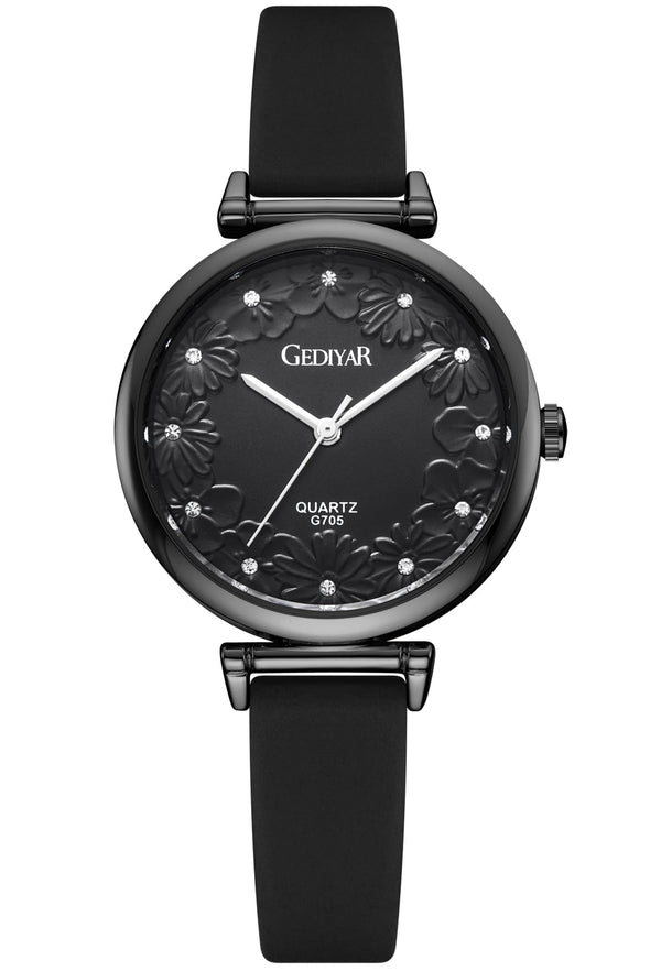 AIYISHI Watch for Women Nurses Nursing Students LadyVariety Colors Second HandSoft Silicone Band Waterproof Quartz Analog Female Watches (G705 Black)