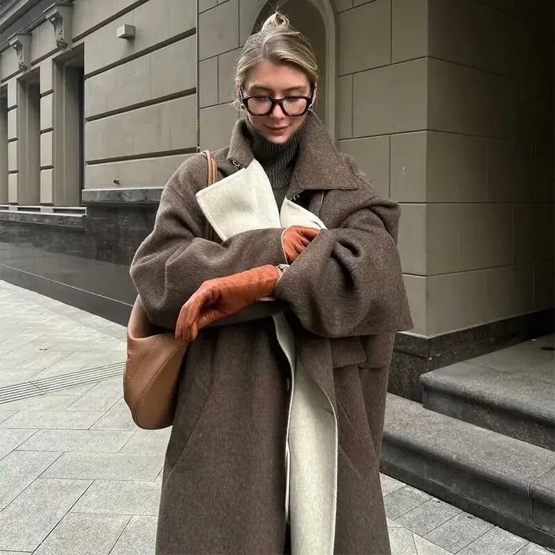 Long Style Woolen Coat for Women