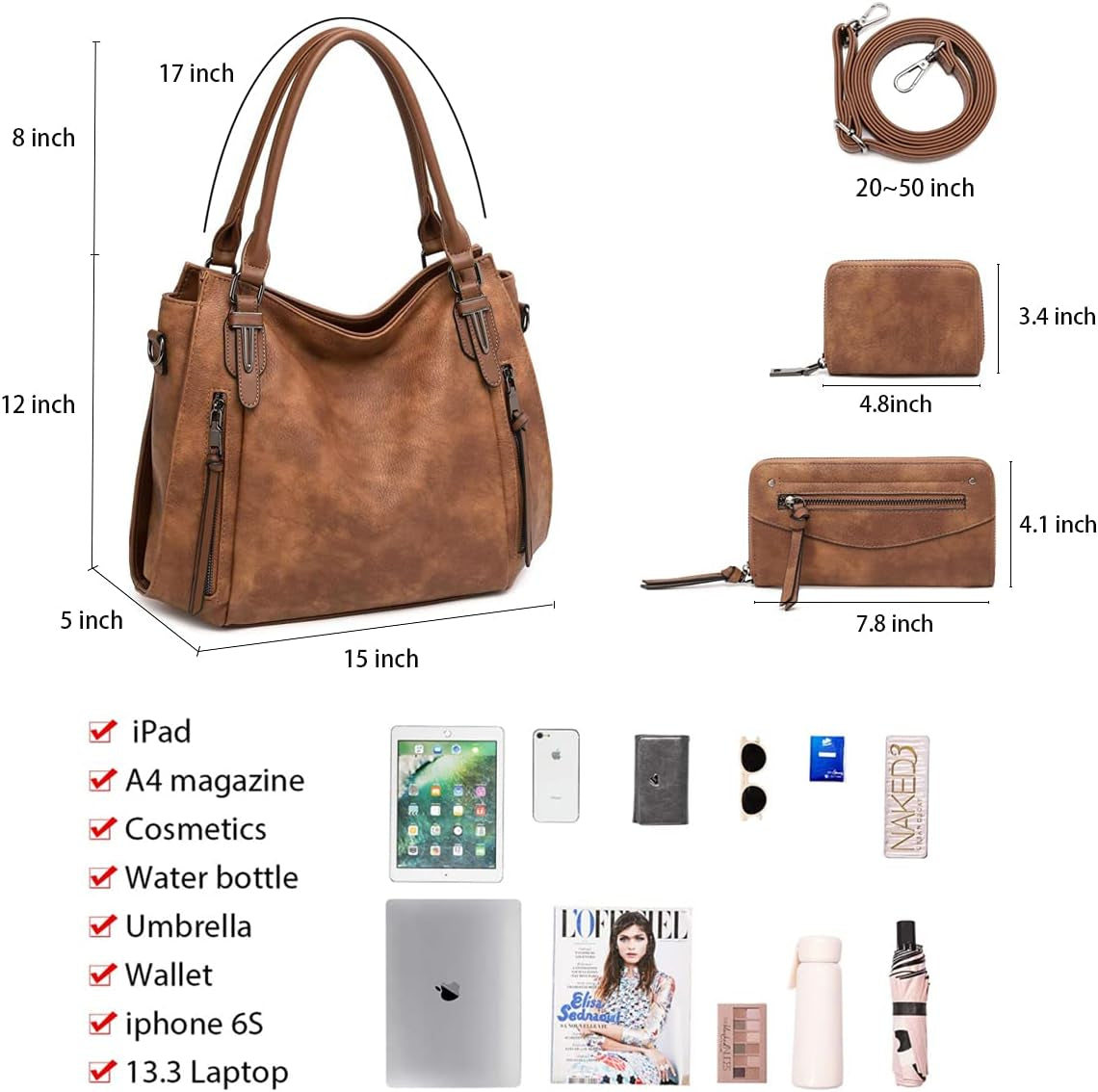 Hobo Bags for Women Handbags Purse Ladies Boho Shoulder Bag Crossbody Purses Faux Leather