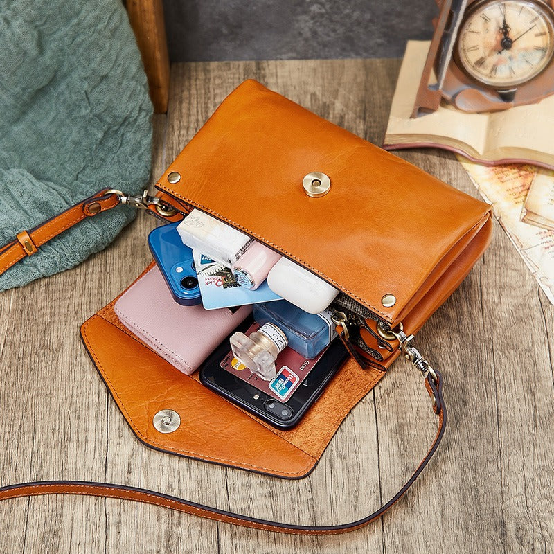 First Layer Cowhide Handmade Crossbody Bag