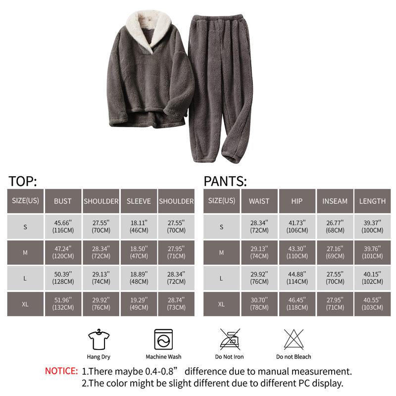 Arssm Women' S Fluffy Pajamas Set Fleece Pullover Pants Loose Plush Sleepwear 2 Piece Pjs Set Warm Loungewear Fuzzy Outfit Long Sleeve Pajama Sets Women