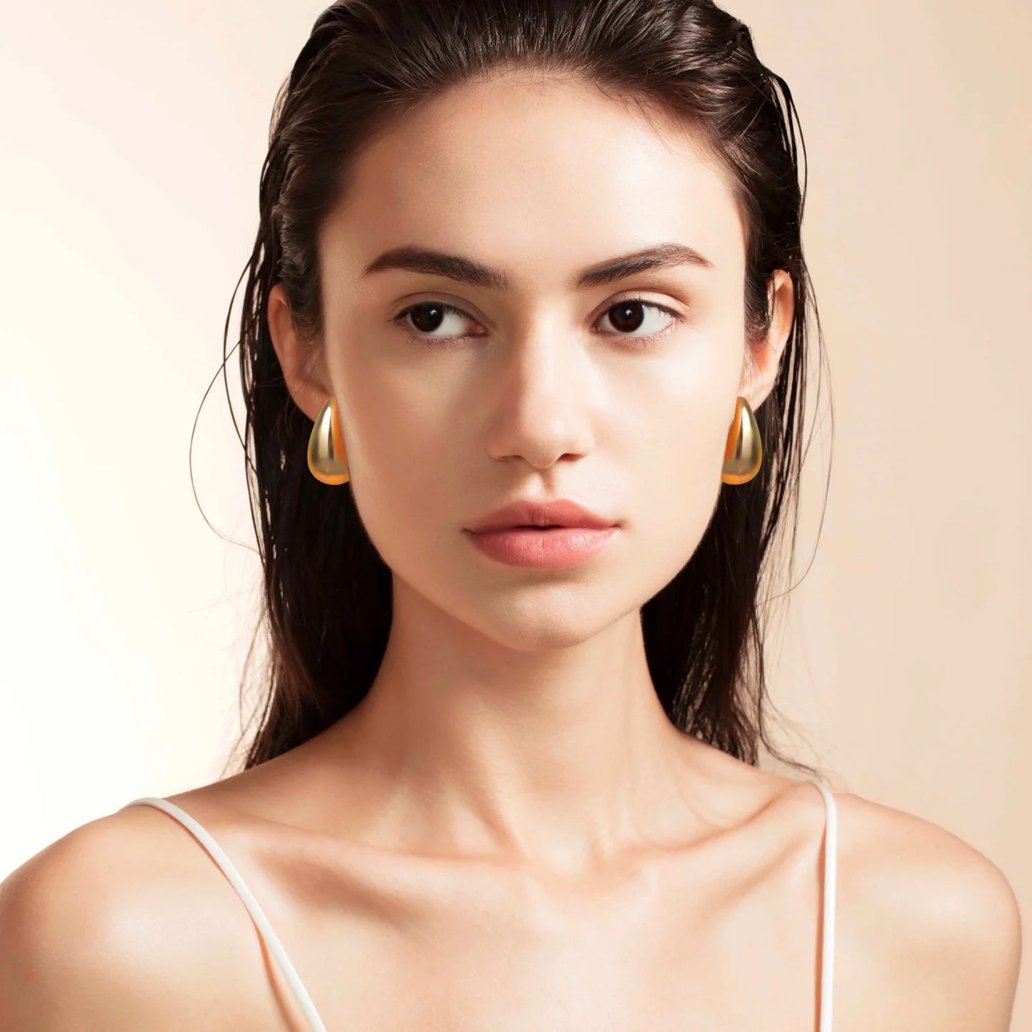 3 Pairs Gold Earrings Set,  14K Gold Plated Multipack Huggie Hoop Earrings for Women