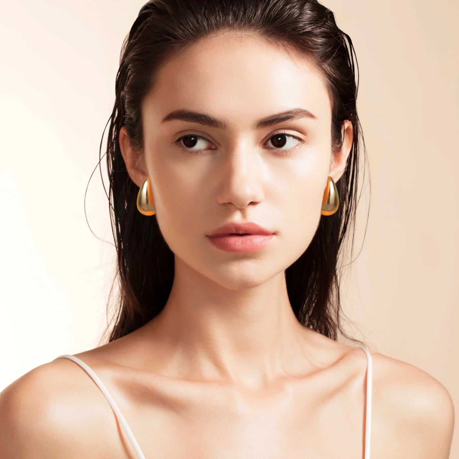 3 Pairs Gold Earrings Set,  14K Gold Plated Multipack Huggie Hoop Earrings for Women