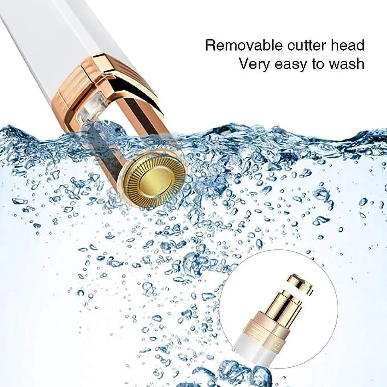 Facial Hair Remover for Women, Painless Flawless Hair Removal Portable Mini Epilator Electric Shaver Trimmer for Lady with Hair Remover Replacement Head, Cleaning Brush and Built-In Light (White)