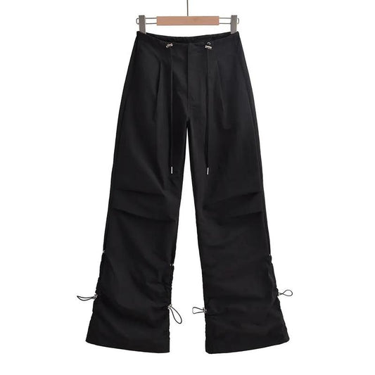 Parachute Pants Low Rise Y2K Clothes Cargo Pants Women Y2K Streetwear Baggy Pants for Women Casual Flare Pants Pink
