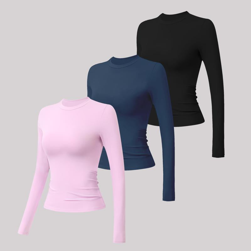 Timeoff 5 - Piece Solid Sports Tee Set , round Neck, Slim & Stretchy , Ideal for Yoga, Gym , Workouts – Women’S Athletic Wear
