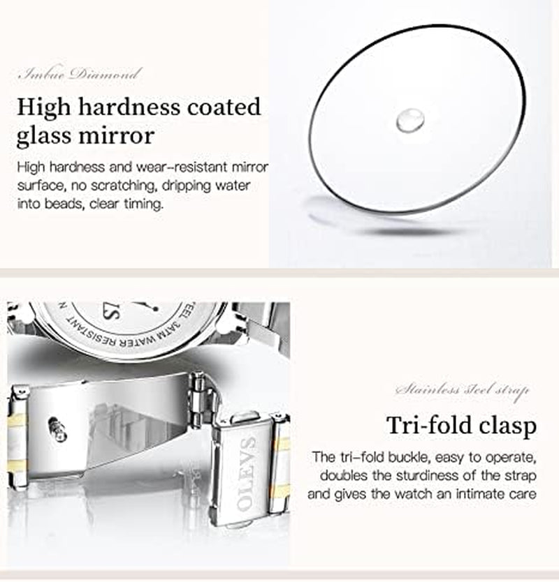 Women Watches Gold Silver Stainless Steel Waterproof Analog Large Easy Reader Day Date Ladies Wrist Watches