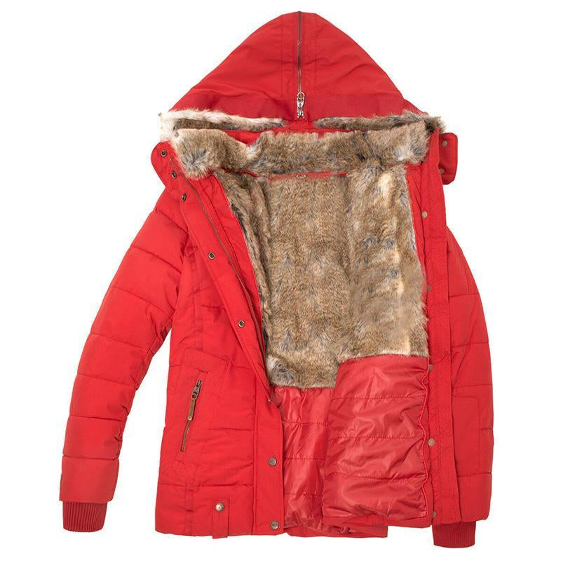 Tankaneo Womens down Coats Winter Zipper Hooded Faux Fur inside Parka down Jackets
