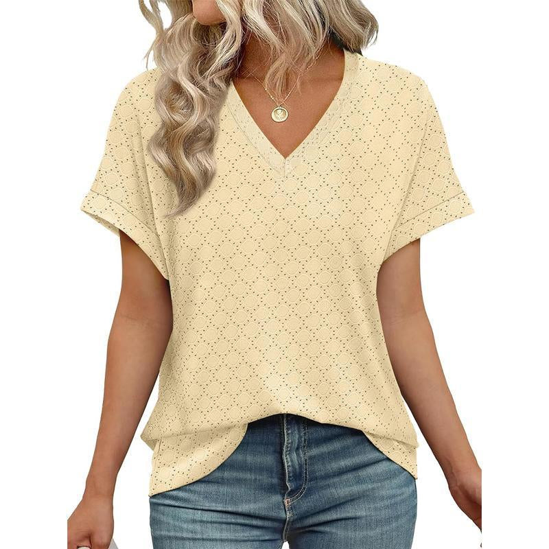 WIHOLL 3/4 Length Sleeve Womens Tops V Neck Casual Tunic Tops Basic Shirts Loose Fit Blouse