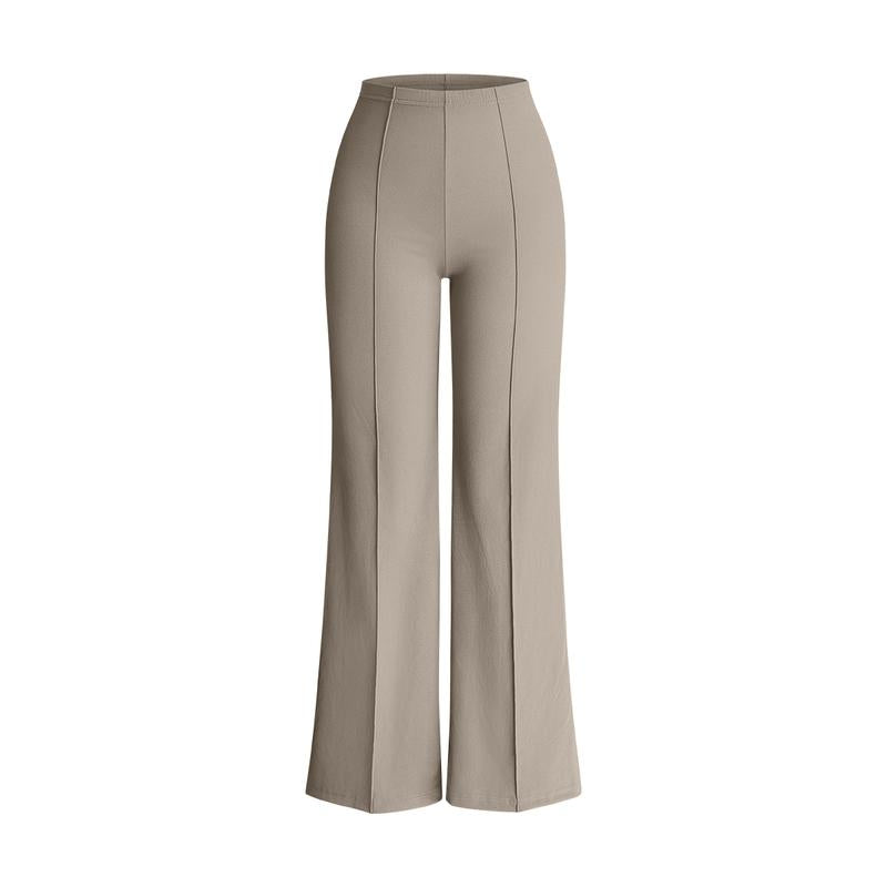 OQQ Women Straight Leg Pants High Waist Casual Lounge Work Basic Pants Vacation Comfort Trouser Minimalist Womenswear Bottom Lady Underwear Nylon