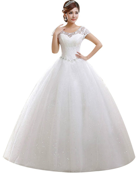 Eyekepper Double Shoulder Floor Length Bridal Gown Wedding Dress Custom Size 18W White