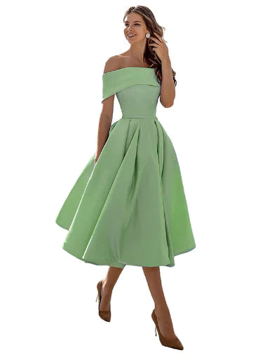 WOLFF Strapless Satin Party Dress for Women (One Piece)