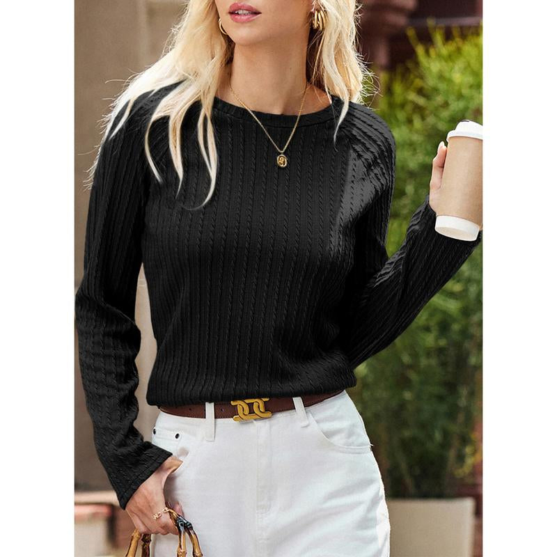 Dokotoo Womens Tops Long Sleeve Lightweight Shirts 2025 Fall Fashion Clothing Trendy Tops Crewneck Knit Basic Tee