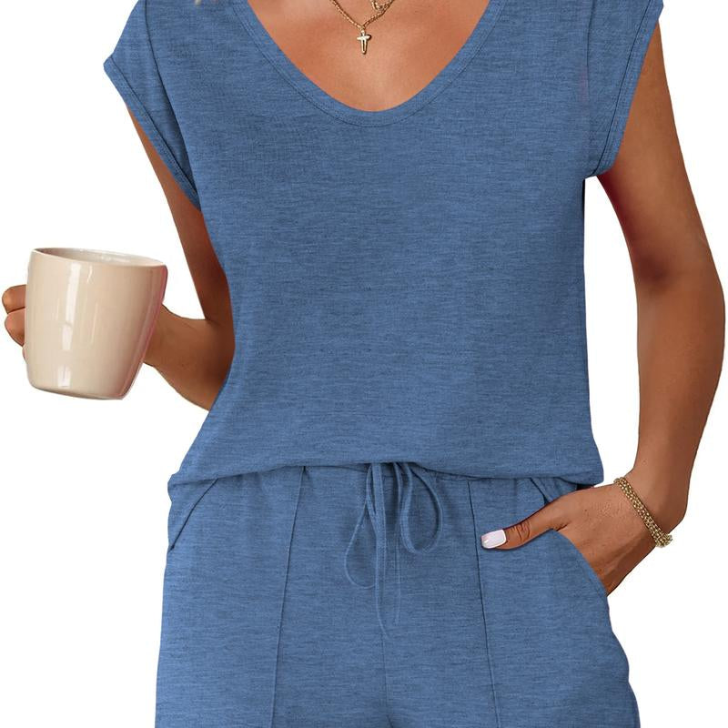 Ekouaer Womens Tops and Shorts Cute Sets Comfy 2 Piece Lounge Set S-XXL