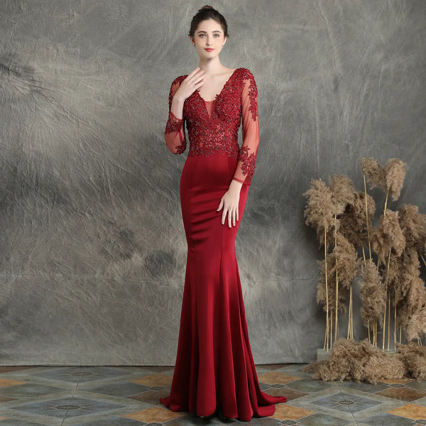 Handmade Beaded Mermaid Wedding Dress with Lace Details