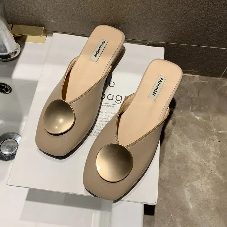 Women's Summer Casual Baotou Low Heel Slippers