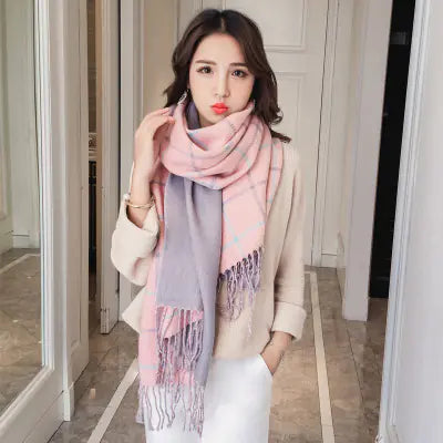 2018 Korean Style Thick Checkered Scarf for Women