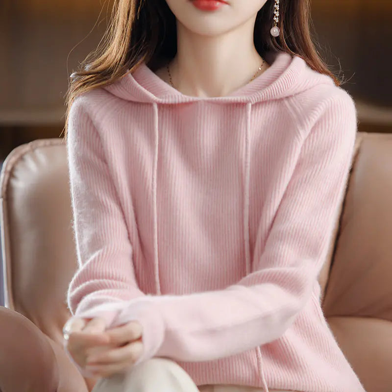 Hooded Cashmere Pullover Sweater for Women