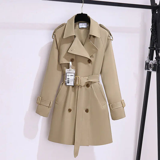Khaki Short Trench Coat for Women