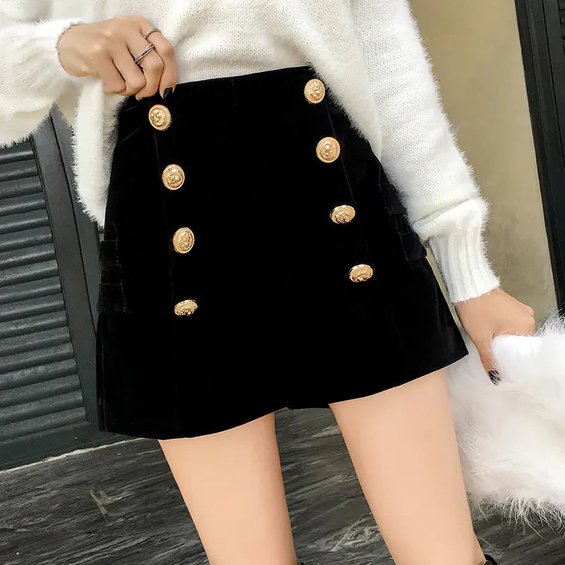 High-Waisted Velvet Shorts for Women (Autumn)