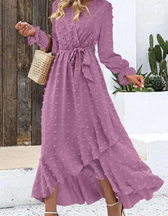 Polka Dot Long Sleeve Dress for Women - Party Wear