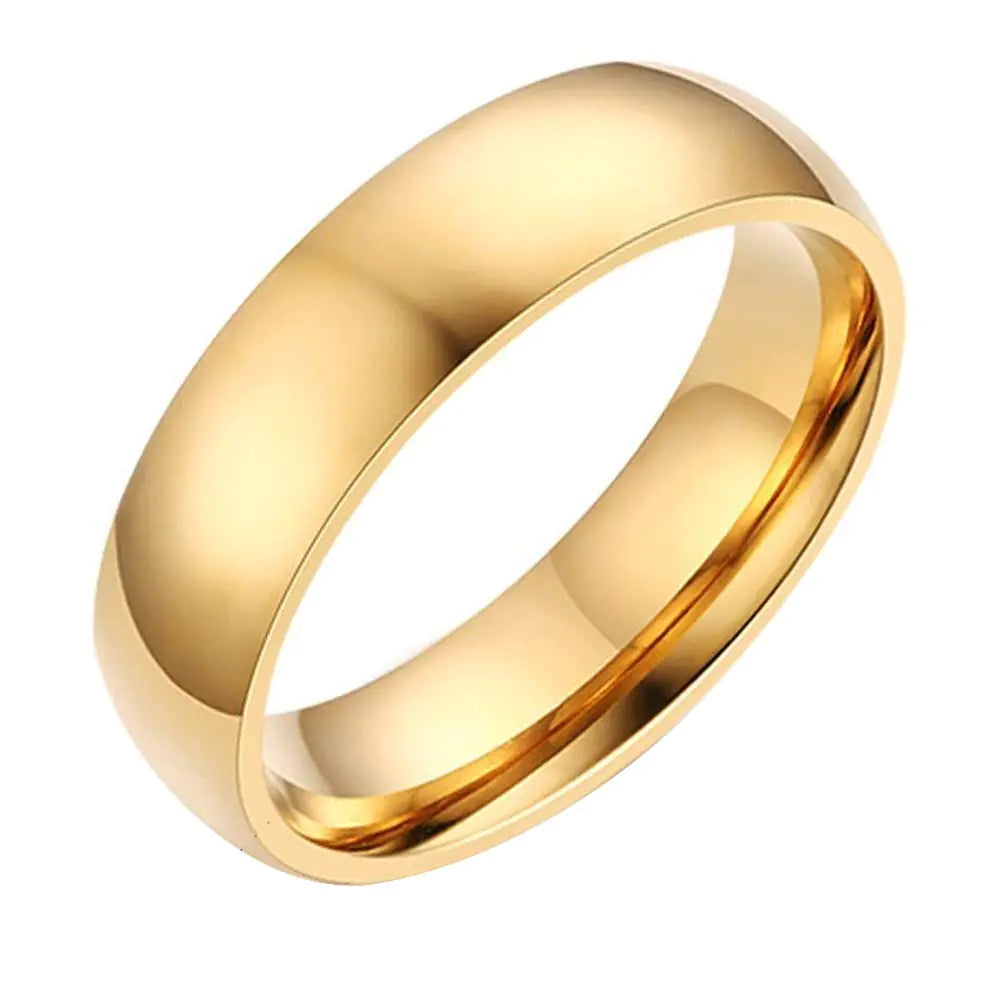 JAJAFOOK Men Women Stainless Steel Smooth Rings 4MM WidthGoldHigh Palted (6MM 13)
