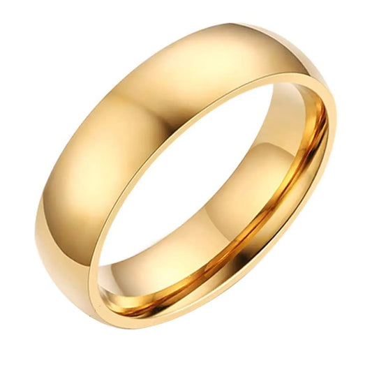 JAJAFOOK Men Women Stainless Steel Smooth Rings 4MM WidthGoldHigh Palted (6MM 13)