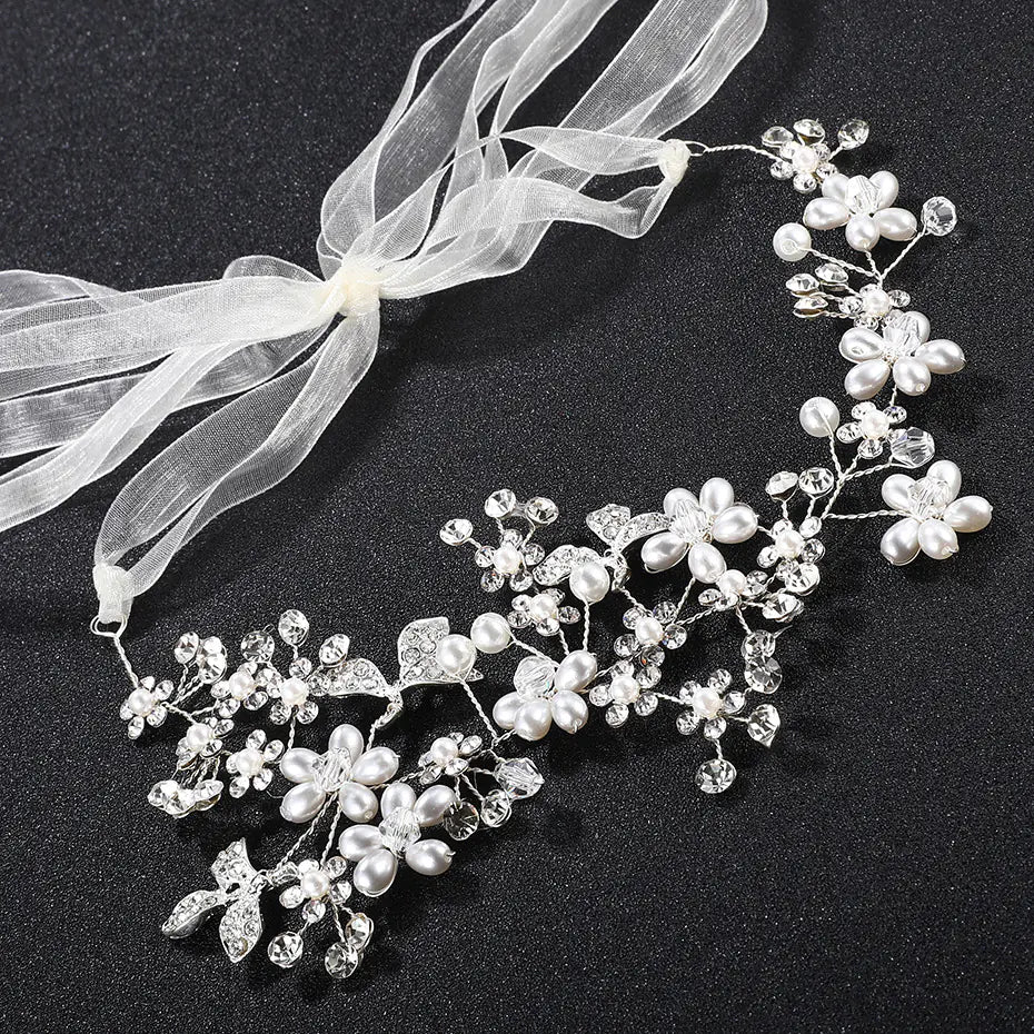 New Bride Hair Accessories, Handmade Pearl Headband