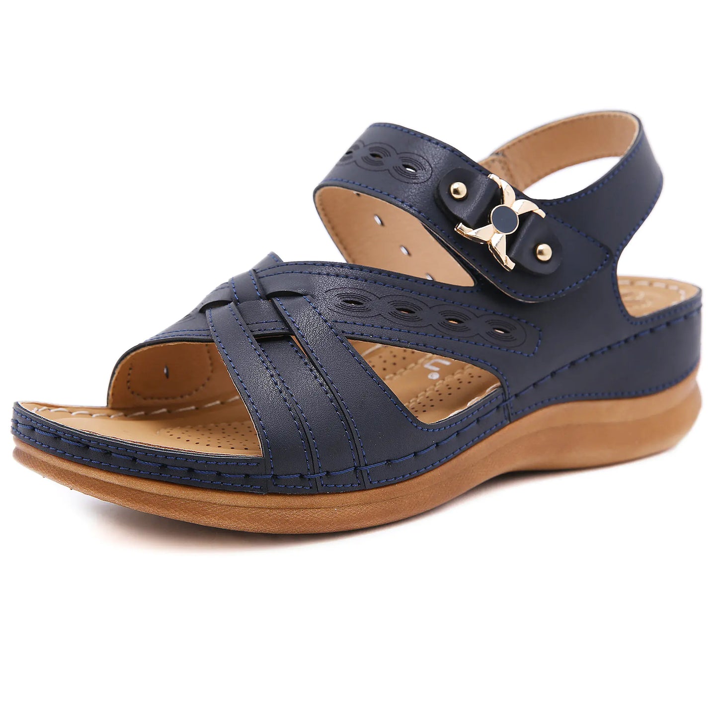 Retro Round Head Wedge Hollow Sandals for Women