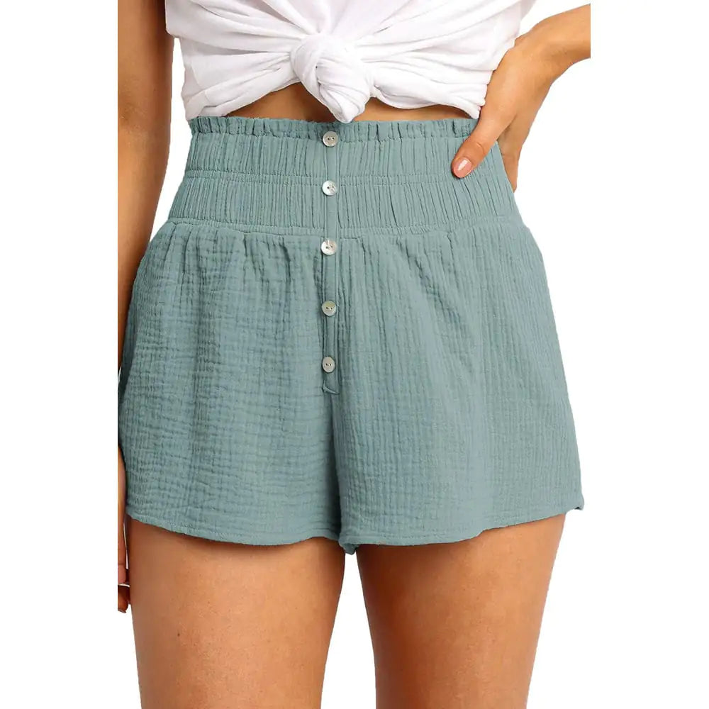 High Waist Pure Color Summer Shorts for Women