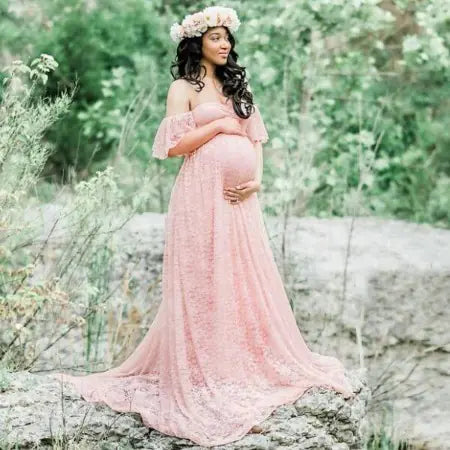 Maternity Photography Props Lace Wedding Dress Gown