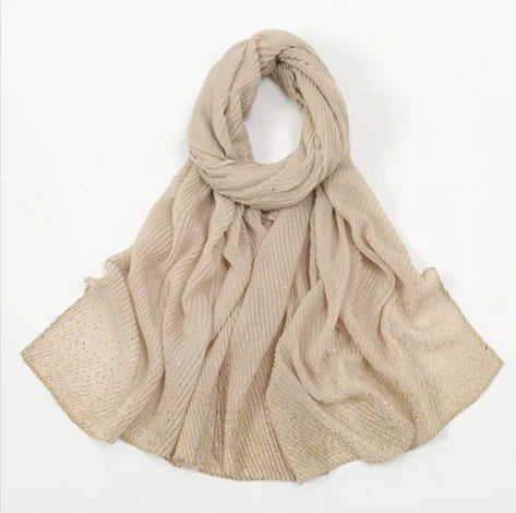 Gilded Crumpled Solid Color Polyester Scarf for Women
