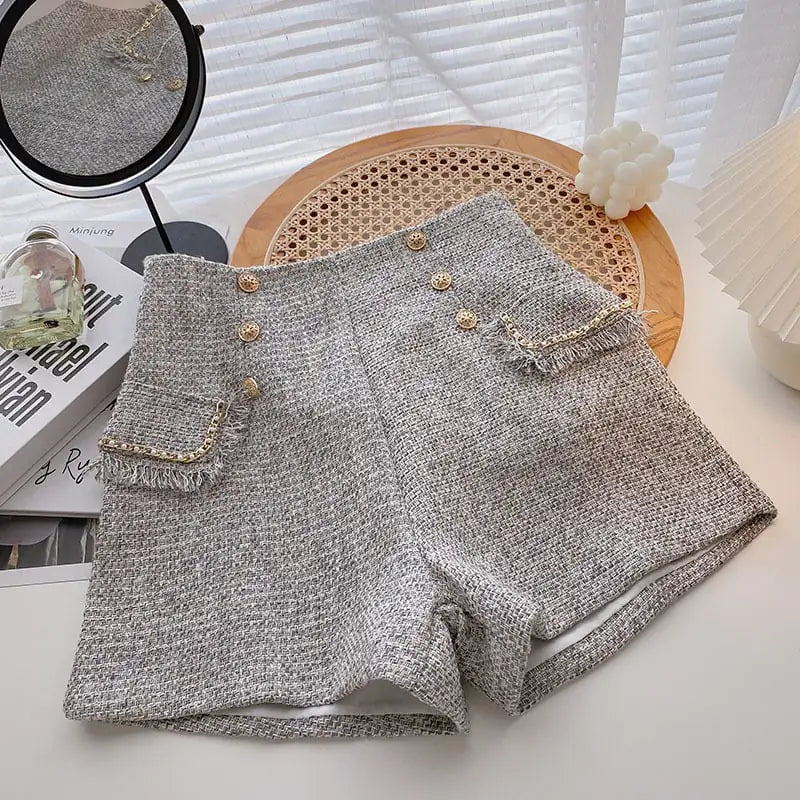 Double Breasted High Waist Shorts for Women