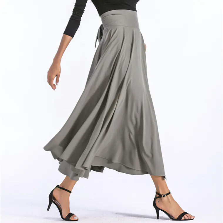 Long A-Line Skirt with Bow - Fashionable Maxi Skirt