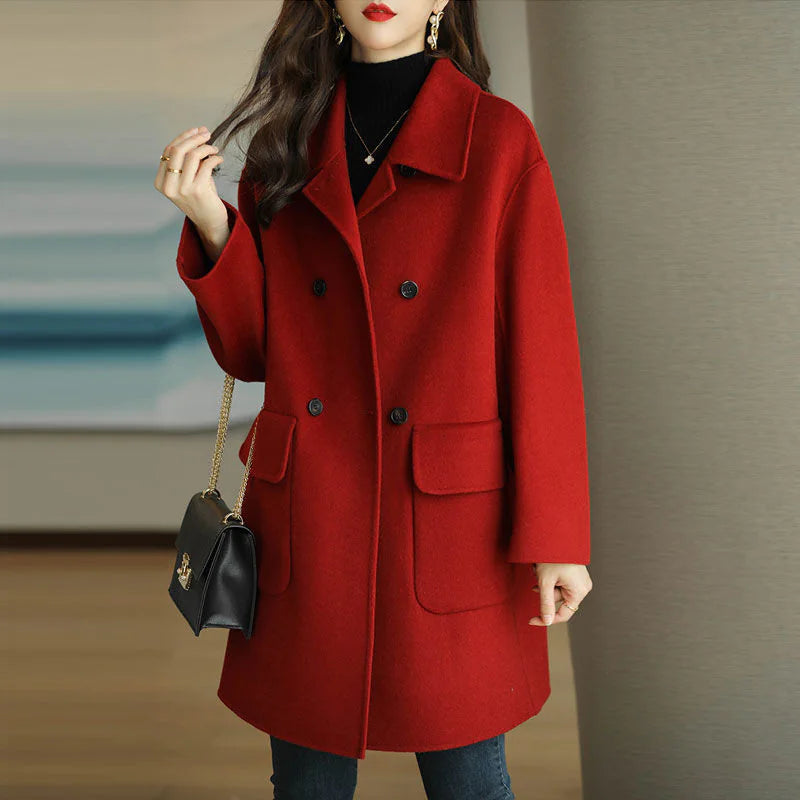 Mid-Length Woolen Coat for Women