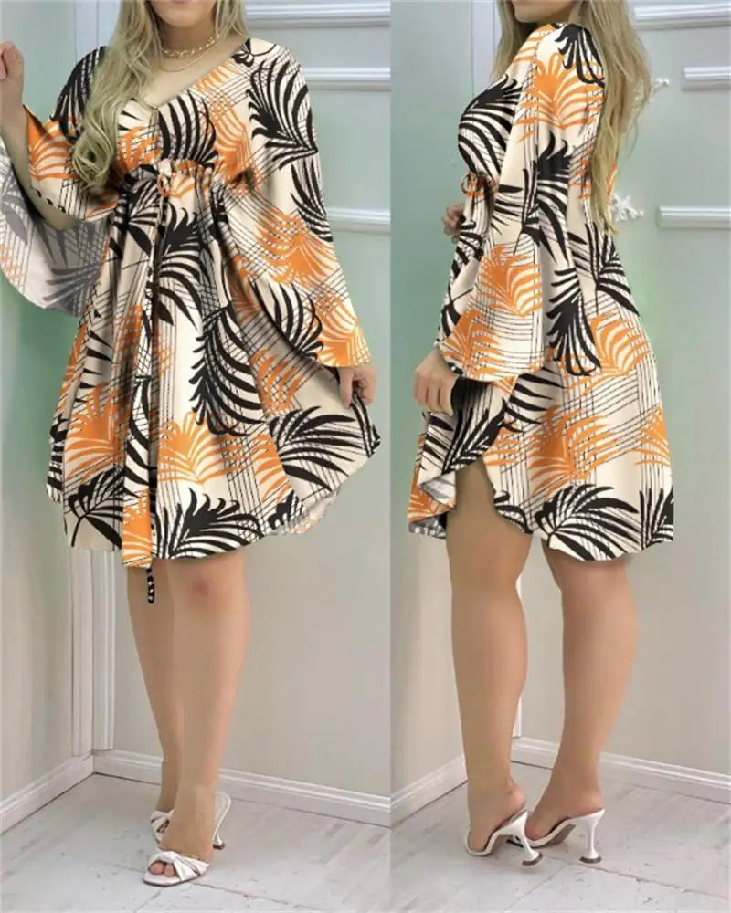 Leaf Print Dress for Women