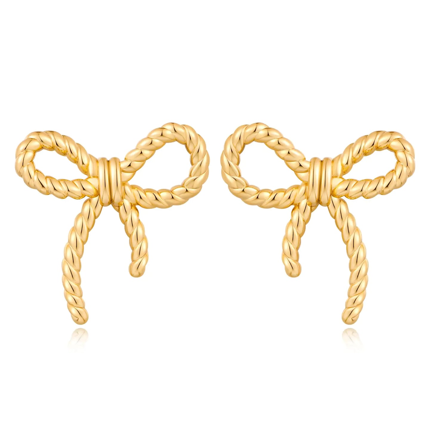 FAMARINE Gold Bow Earrings for Women Twisted Bow Stud Earrings Chic Small Earrings Jewelry