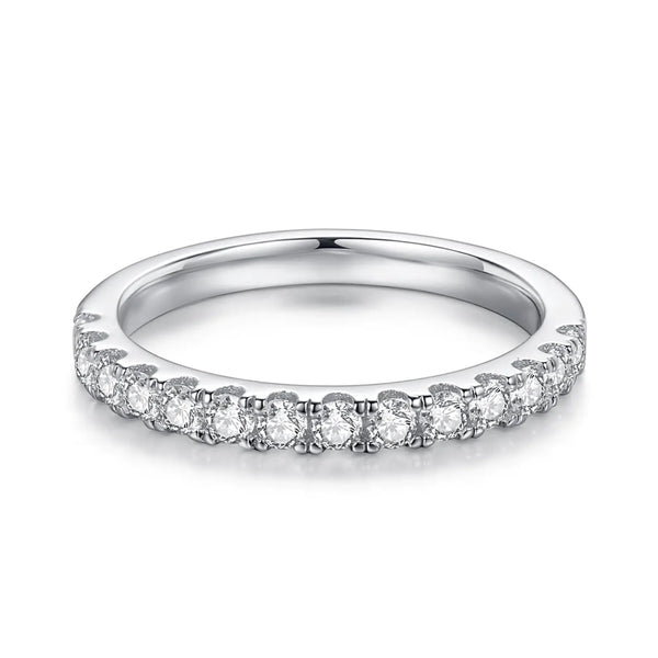Jamitee Moissanite Wedding Bands for Women Womens Wedding Bands Sterling Silver Wedding Band Rings Stackable Half Moissanite Eternity Rings for Women Anniversary Wedding Band for Her Size 9.5