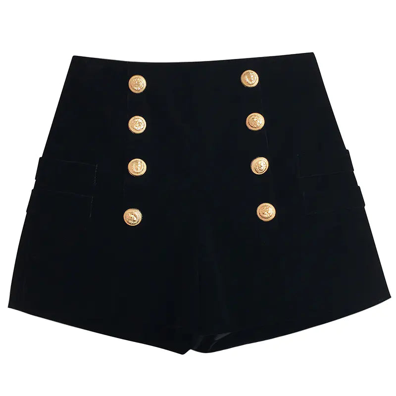 High-Waisted Velvet Shorts for Women (Autumn)