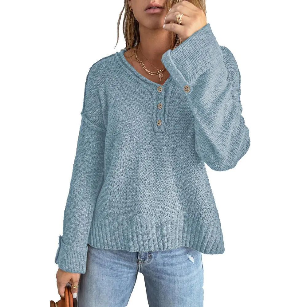 Loose Button Knitted Sweater for Women