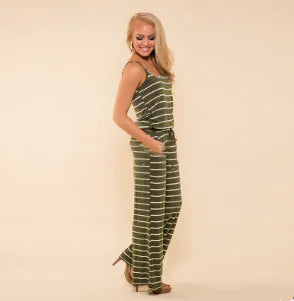 Floral Jumpsuit, Loose Fit Long Pants, Strap Jumpsuit