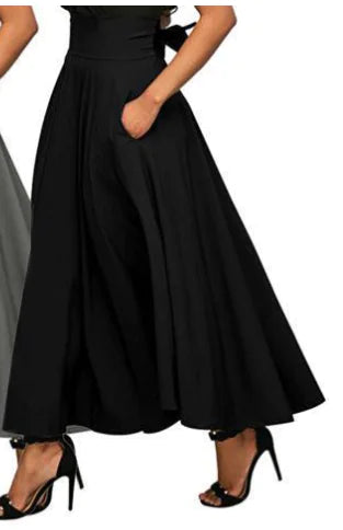 Long A-Line Skirt with Bow - Fashionable Maxi Skirt