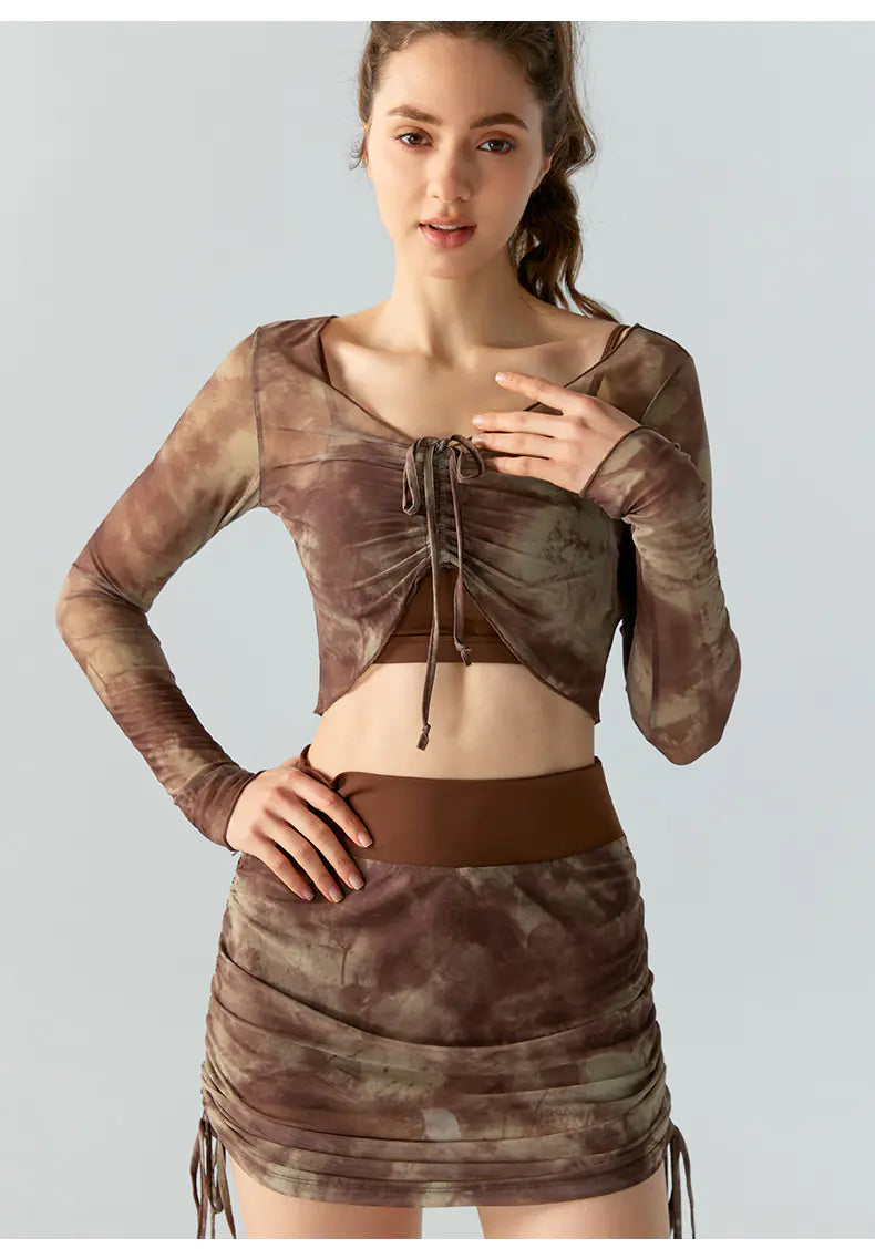 Lace Up Skirt Set for Women