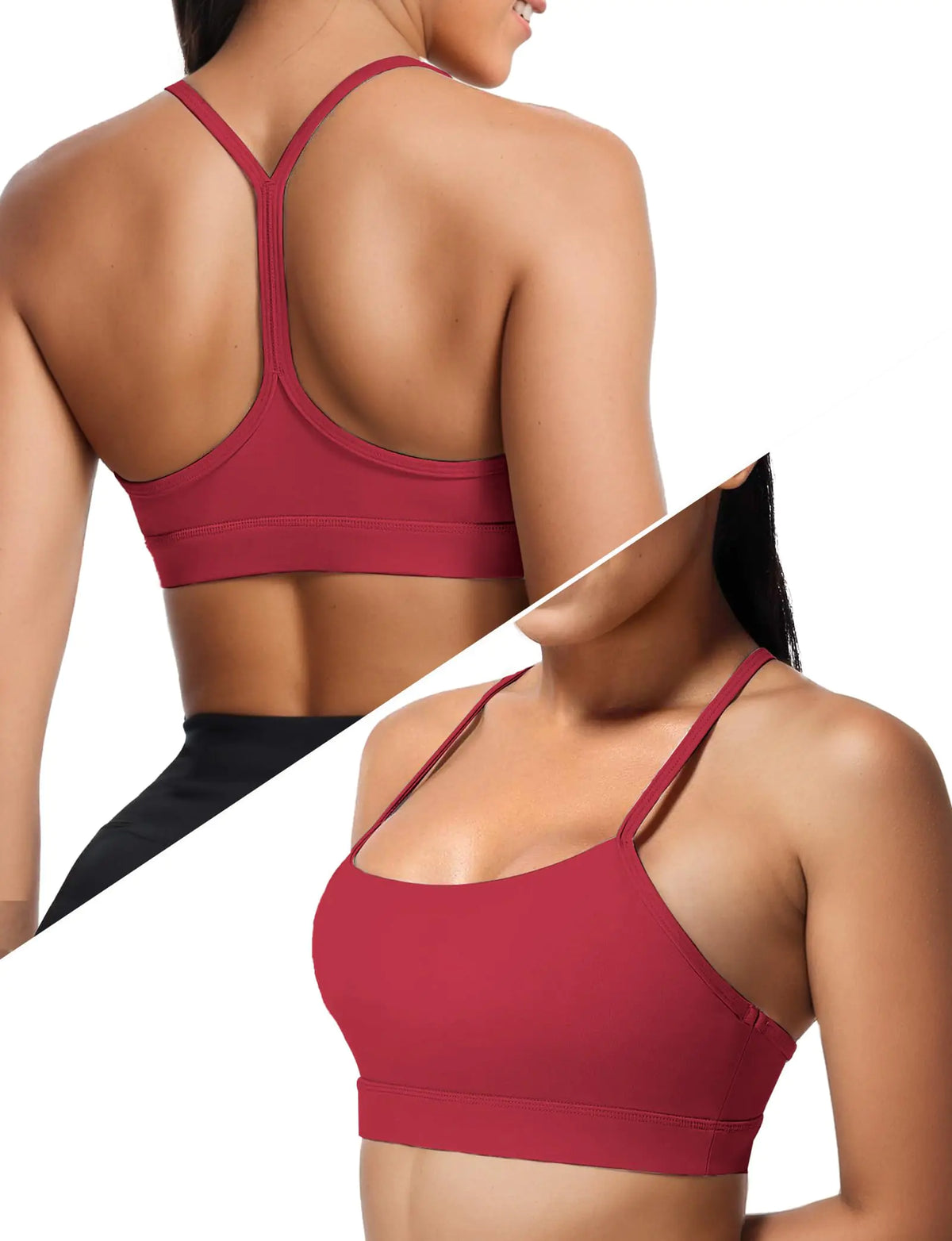 Sports Bras for Women Workout Yoga Racerback Low Back Low Impact Gym Halter Tops White Strappy Padded Spaghetti Strap Running Athletic Outdoor Supportive Backless Bralette Multipack Bras Red XS