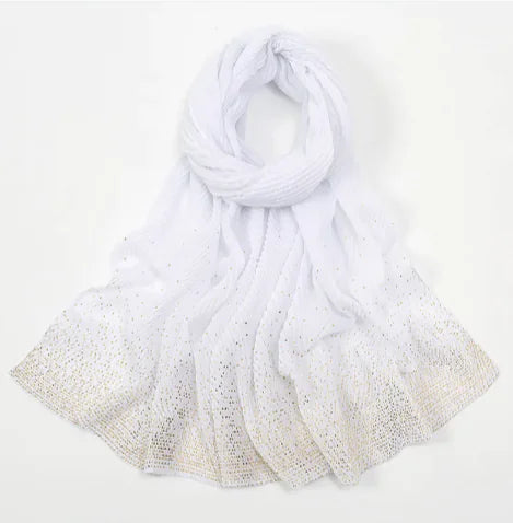 Gilded Crumpled Solid Color Polyester Scarf for Women