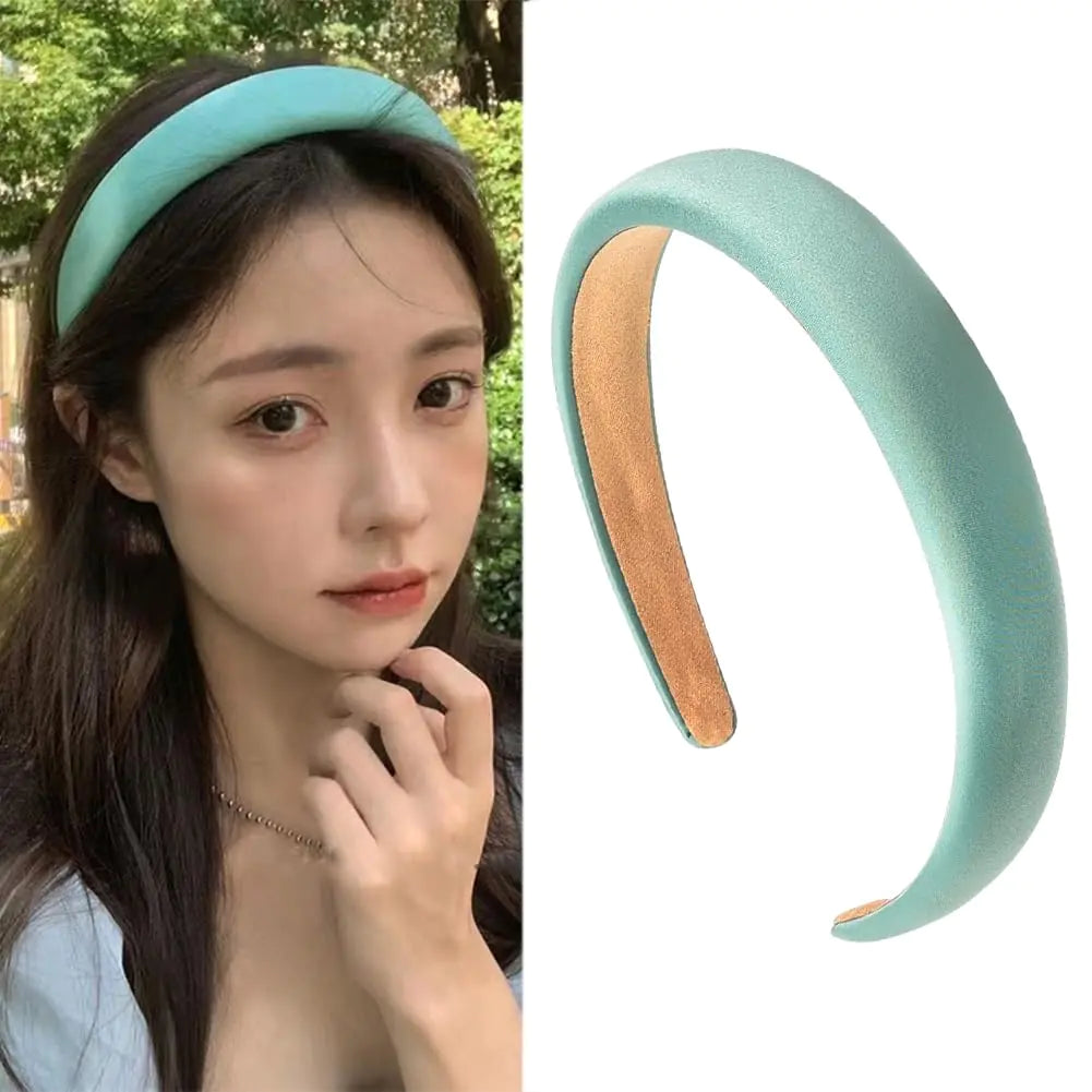 ShiQiao Spl Hairband - Wide Sponge Fabric Head Band Bands for Women Plain Solid Headband Hairband for Girls Green HAIRBAND Women