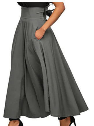 Long A-Line Skirt with Bow - Fashionable Maxi Skirt