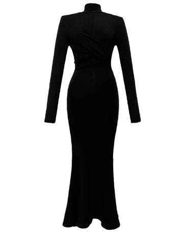 Retro Long Sleeve Slimming Fishtail Dress